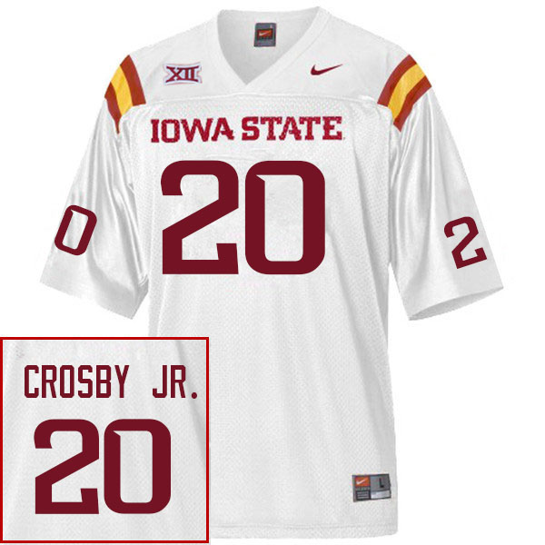 Men #20 Terrell Crosby Jr. Iowa State Cyclones College Football Jerseys Sale-White - Click Image to Close